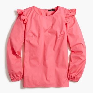 J. Crew Factory Cotton poplin top with ruffles. NWT.